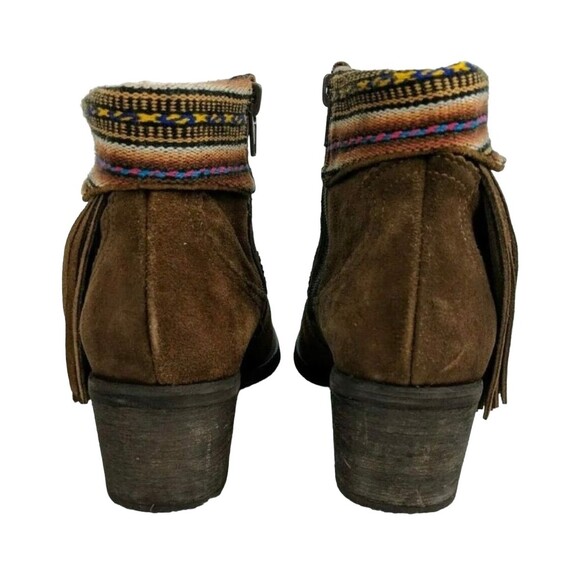 Anthropology Fortress of Inca Fringed Ankle Boots Womens Size 6 Brown Suede Boho - Picture 5 of 12